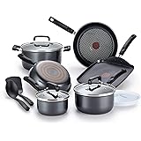 T-fal Signature Nonstick Dishwasher Safe Cookware Set, 12-Piece, Black