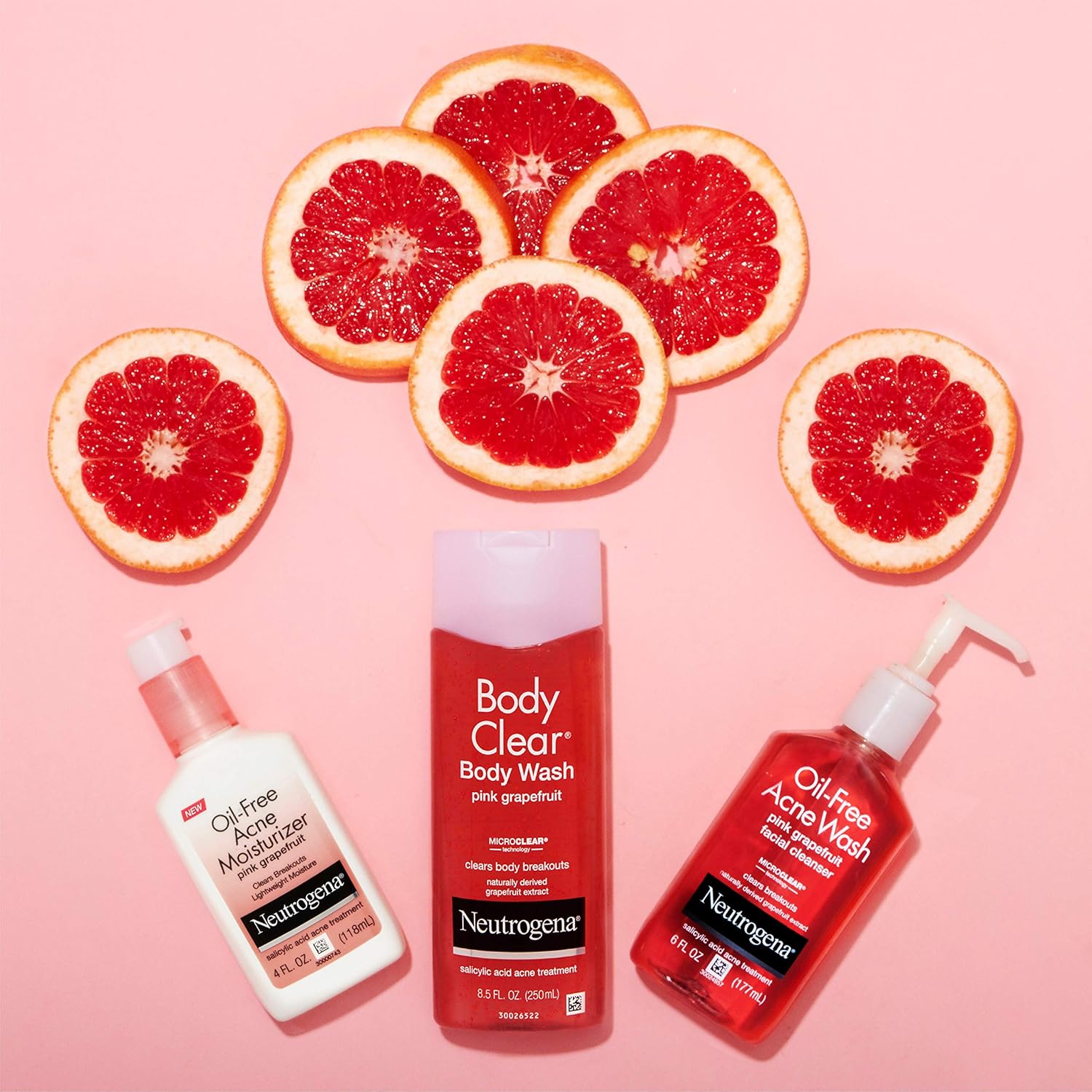 Neutrogena Body Clear Acne Treatment Body Wash with Salicylic Acid Acne Medicine, Pink Grapefruit Body Acne Cleanser to Prevent Breakouts on Back, Chest & Shoulders, 8.5 fl. oz (Pack of 3) : Beauty