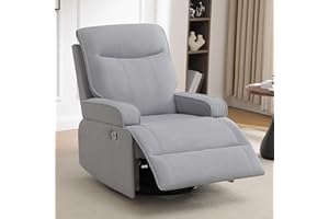 choairy Nursery Glider Recliner Chair, Manual Swivel Rocker Recliner for Adults, Upholstered Glider Rocking Recliner with Comfortable Arms and High Back for Living Room Bedroom (Velvet, Light Grey)