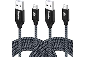 iSeekerKit USB Cable 15ft Extra Long Braided Micro USB Charging Cords [2Pack] Compatible for Android/Windows/PS4 Controller/Samsung Galaxy s7 s6 Plus and More(Black)
