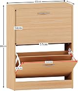 Vida Designs Pine Wood Shoe Cabinet with 2 Drawers Slim Hallway Storage view 3