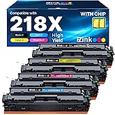 E-Z Ink 218X with Chip Compatible for HP 218X Toner Cartridges 4 Pack 218A Toner for HP Color LaserJet pro MFP 3301fdw Toner 3301cdw 3201dw 3301sdw Printer Ink Set W2180A W2180X (BCMY)