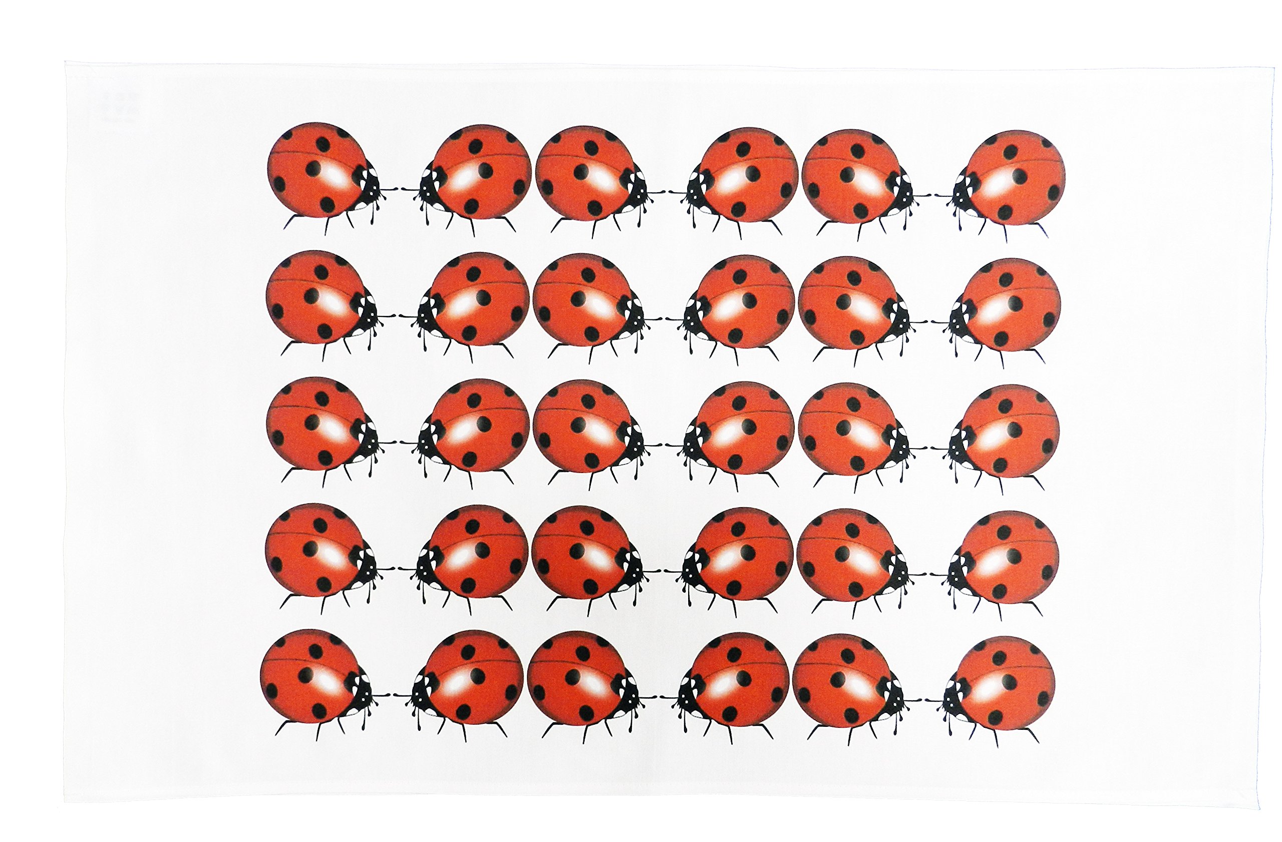 Half a Donkey Large Cotton Tea Towel covered with Ladybirds