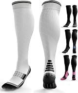 aZengear Compression Socks 20-30 mmHg Men Women Knee-High White/Gray L/XL