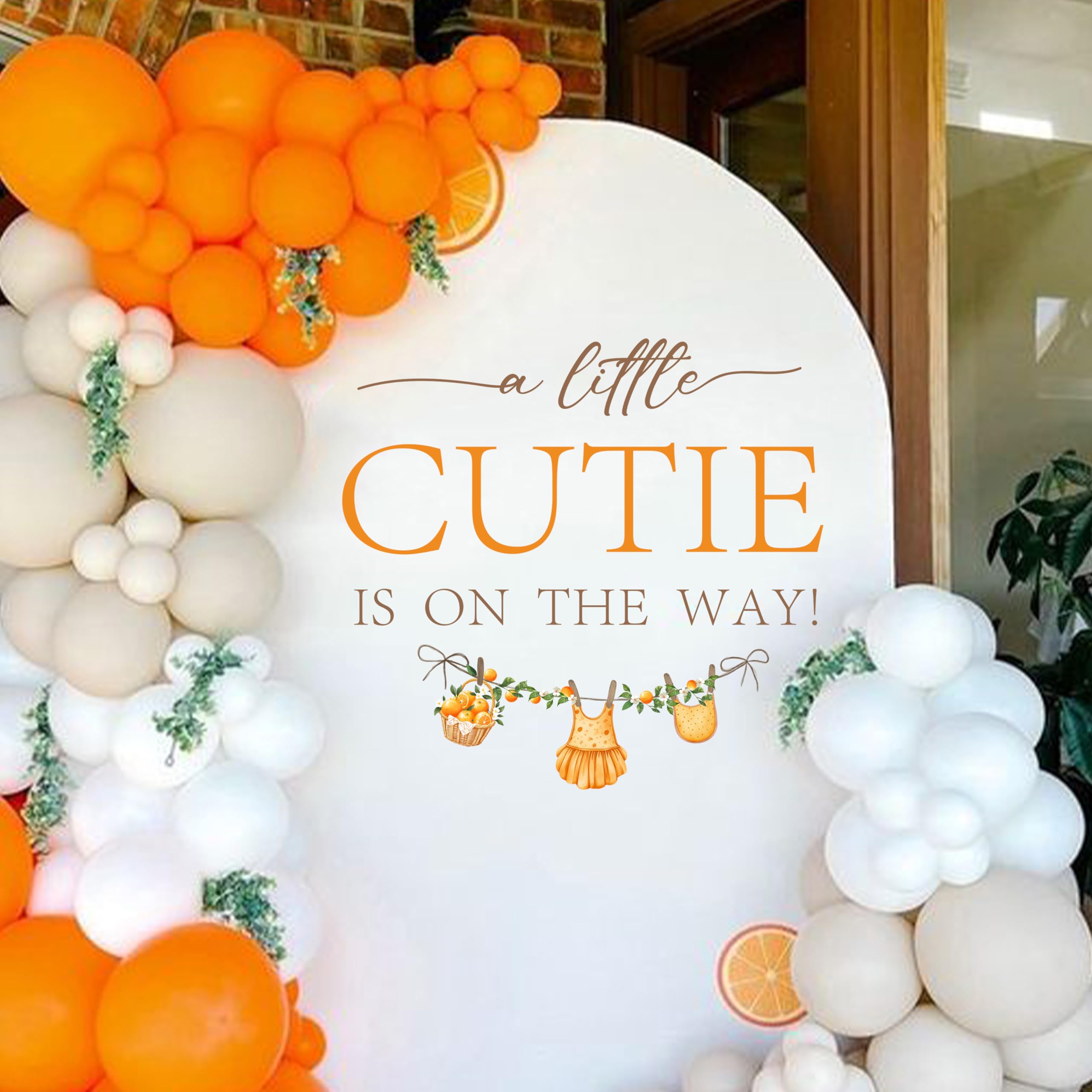 View 1 of A Little Cutie is On The Way Wall Decal - Baby Shower Party Decorations Stickers, Gender Reveal Party Supplies Wall Stickers, Balloon Arch Background Wall Decoration, Cutie Pie Sign Decal