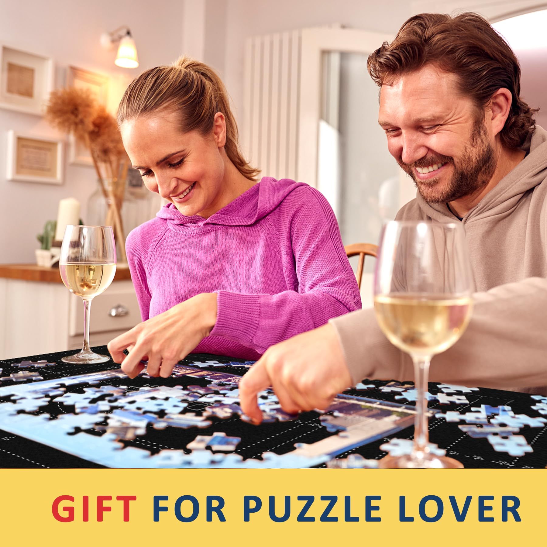 Puzzle Mat Roll Up Puzzles Board for Jigsaw Up to 2000, 1500, 1000, 500 Pieces Large Portable Table Saver Mats Puzzle Keeper Cover with Sorter Trays Storage Bag Kit Holder Organizer Pad for Adults Kid