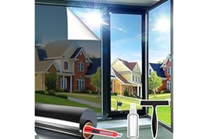 Savvy Choice Anti-Glare Sun Heat Control Window Privacy Film See Out Not in, Daytime One Way Privacy Window Film, Removable Window Tint for Home, Black Silver, 17.5 X 78.7 inch