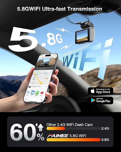 FAIMEE 4K DASH CAM FRONT AND REAR WITH GPS, UPGRADED 5.8G WIFI, DUAL DASH CAMERA FOR CARS, NIGHT VISION, WDR, 160°WIDE ANGLE, 24H PARKING MONITOR, EMERGENCY LOCK, 3″ IPS SCREEN