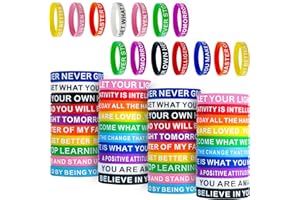 QEERBSIN Motivational Quote Bracelets- 60 Pcs Silicone Bracelets bulk Inspirational Wristbands-Stretch Unisex Wristbands for Student Graduation Gift