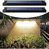 PULITAITONG High Brightness Solar Fence Lights Solar Sign Lights Outdoor 2 Pack, Automatic Charging and On/Off Light Switch, 8 LED Beads for Gardens, Porches, Patios, Decks, Fencescapes - Warm White