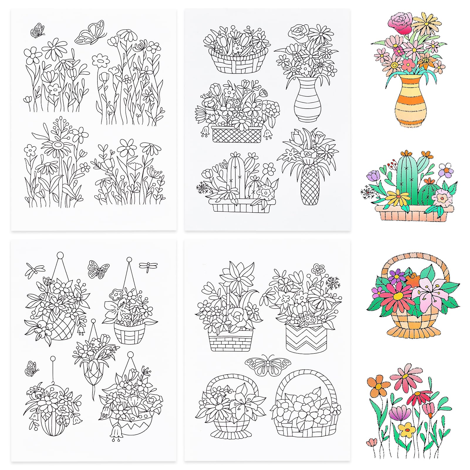 NICENEEDED 4 Sheets Adhensive Hand Sewing Stabilizers, Transfer Water Soluble Embroidery Stabilizer, Washable Printed Embroidered Stabilizer for Hand Sewing Lover and Beginners