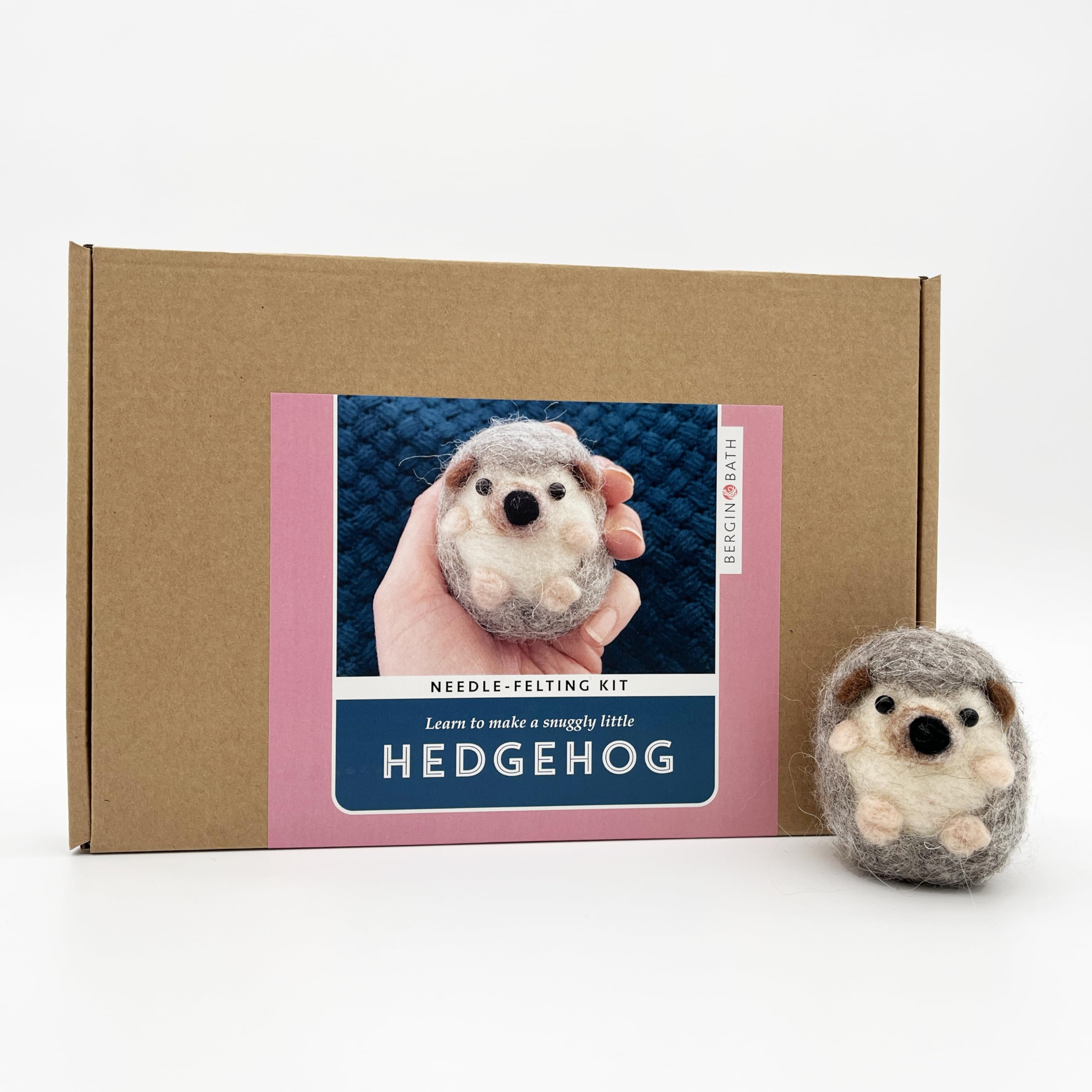 Bergin & Bath Needle Felting Kit, Hedgehog. Planet Friendly Craft kit for Adults and Teens. DIY Wool Felt Supplies for Beginners.