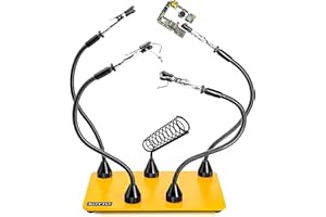 Fstop Labs Third Hand Soldering Tool PCB Holder Four Magnetic Based With Iron Holder, Flexible Metal Arms Helping Hands Crafts Jewelry Hobby Workshop Helping Station Non-Slip Steel Weighted Base