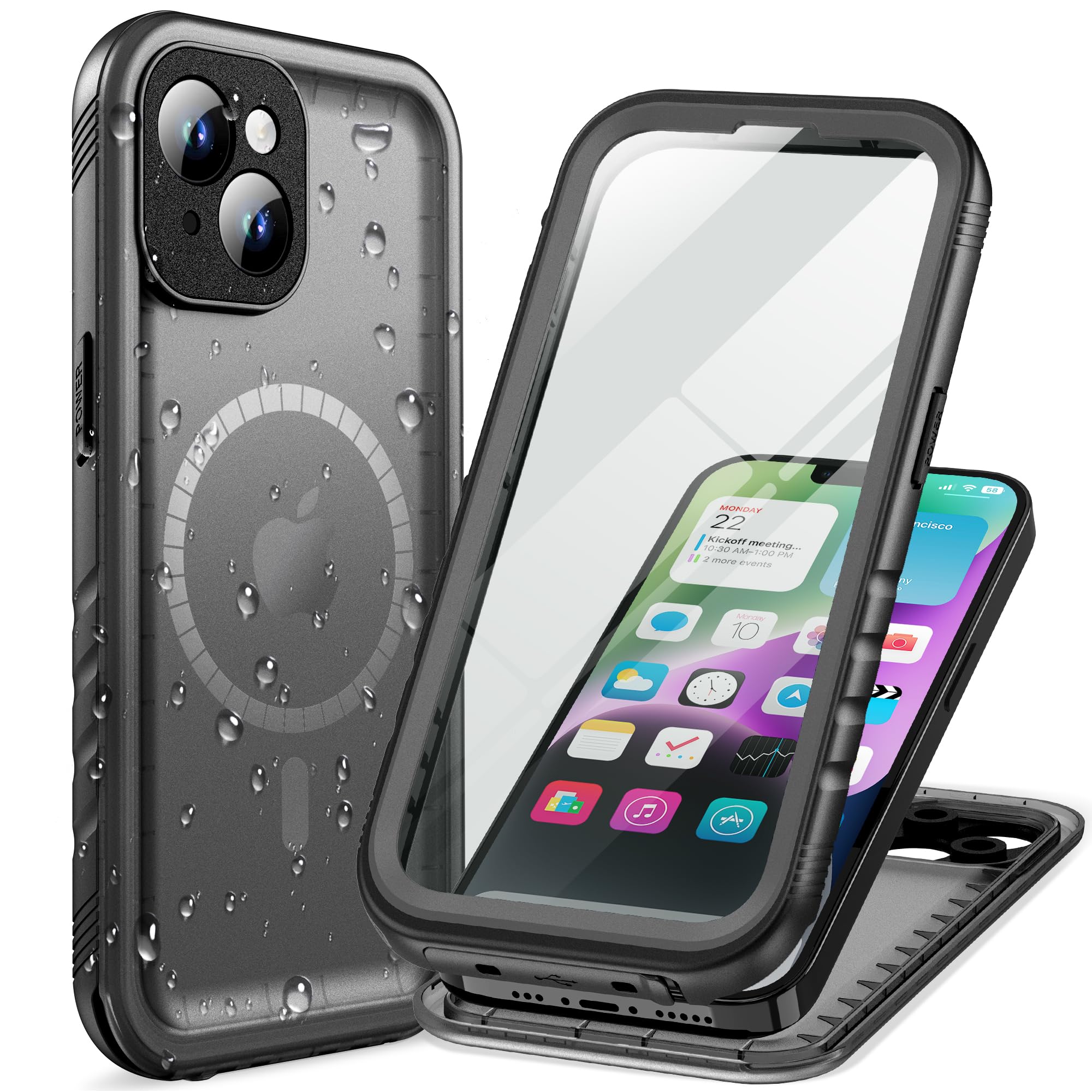 Cozycase for iPhone 14 Plus Case Waterproof for MagSafe - 360 Heavy Duty with Screen/Camera Protector Shockproof IP68 Dustproof Water Dust Proof Double Full Body/Front and Back Protective Case Slim — image 1