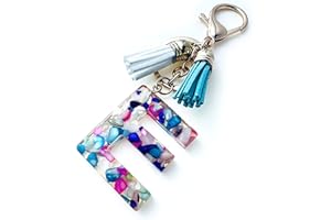 Fario Alphabet Initial Letter A-Z Keychains for Women Tassel Pendant Key Ring for Purse Handbags Women Girl