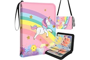 Lotadilo for 4 Pocket Card Binder with 440 Pockets - Trading Card Collection Album Folder for Men Boys Teens Rainbow Horse Design for Sports Cards Game Cards with Zipper Hand Carrying Rope