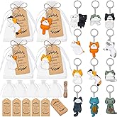 Fumete 36 Pcs Cat Keychains Party Favors Birthday Supplies Baby Shower Return Gifts Kitten Cat Hanging Keychains with Organza Bags Thank You Kraft Tags for Kids Cat Theme Party Birthday