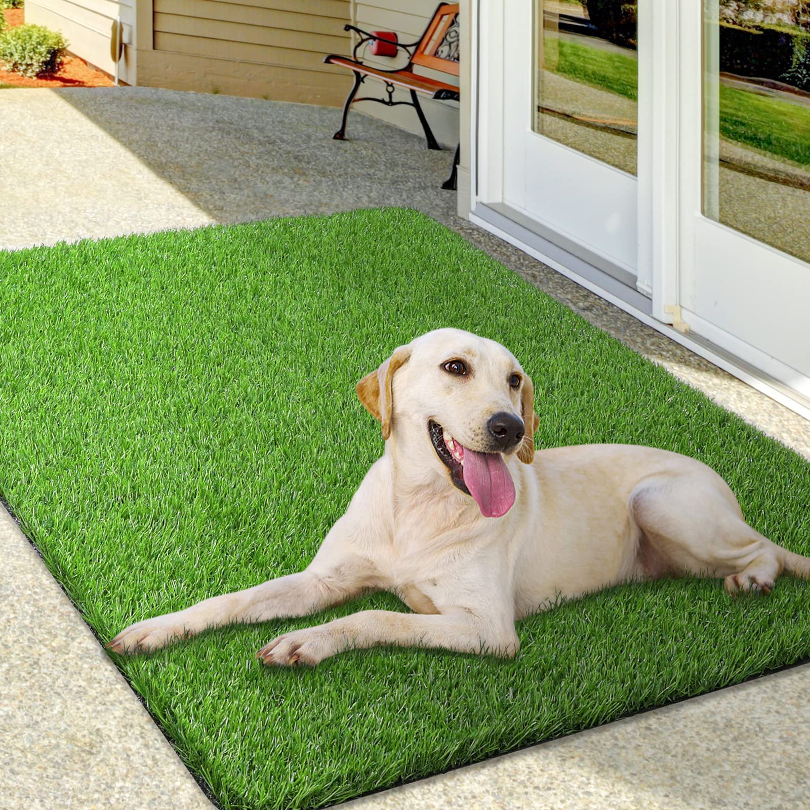 Photo 1 of OLanto Artificial Grass Mat, Turf Grass Front Door Mats Outdoor/Indoor, Realistic Fake Grass Rug for Dog, Entrance, Patio, Camper, Home Decor, 36” x 47”