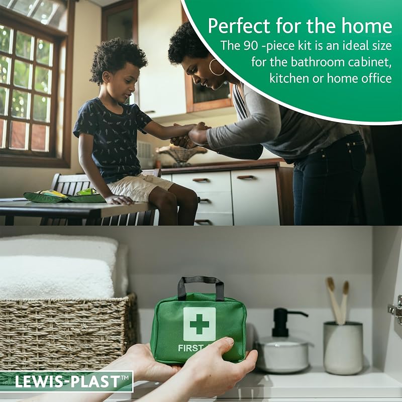 Lewis-plast Trousse De Premiers Soins À Garder Dans Votre Voiture, À La Maison, Au Travail, En Vacances - Comprend L'essentiel Pour Les Situations D'urgence Quotidiennes, 90 Pièces (lot De 1)