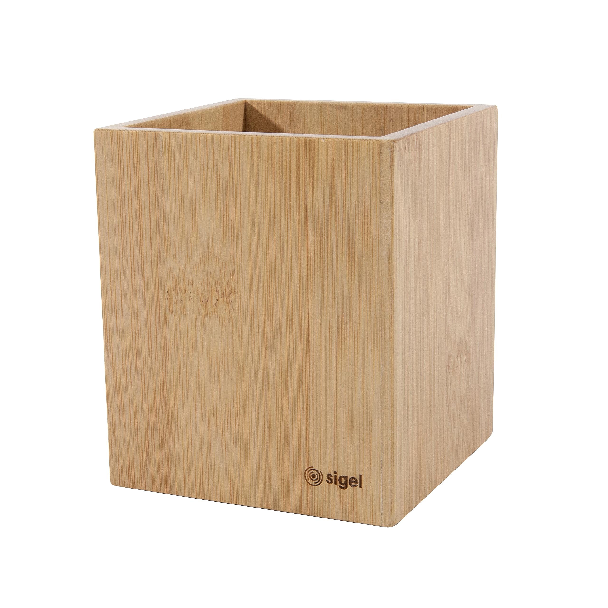 SIGEL SA204 Pencil holder, bamboo, 9.2 x 10.6 x 9.2 cm, Beige