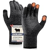 Heat equation Merino Wool Gloves for Men Women Touch Screen Warm Anti-Slip Glove Liners Thermal for Driving Hiking