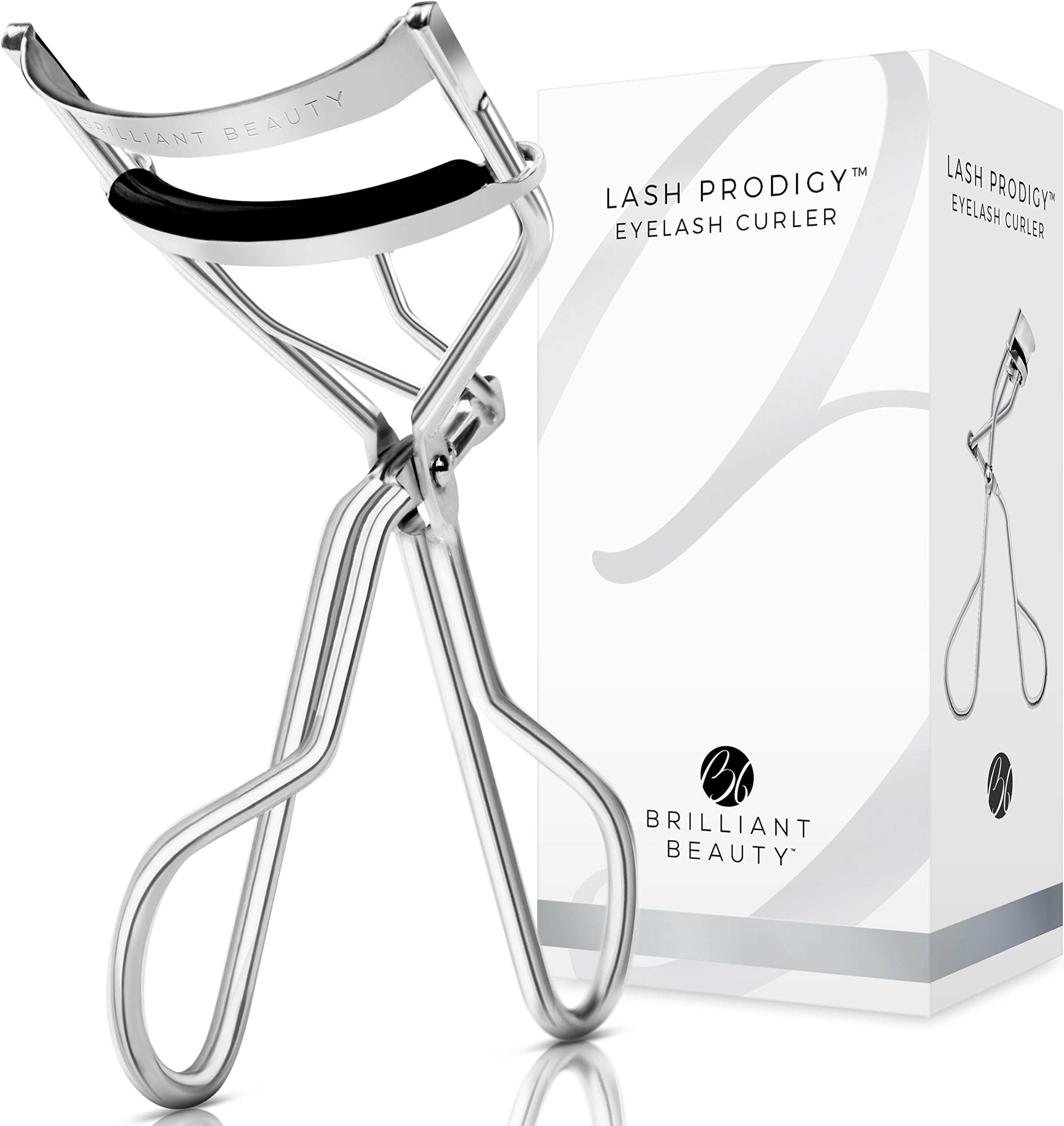 Brilliant Beauty Eyelash Curler - Award Winning - With Satin Bag & Refill Pads - No Pinching, Just Dramatically Curled Eyelashes & Lash Line in Seconds. Get Gorgeous Eye Lashes Now!