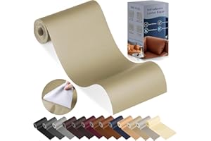 YAFLC Leather Repair Patch for Furniture, 4" x 63" Self Adhesive Leather Repair Kit Vinyl Repair Tape for Car Seat Sofa Jackets Couches Chair Medium Beige