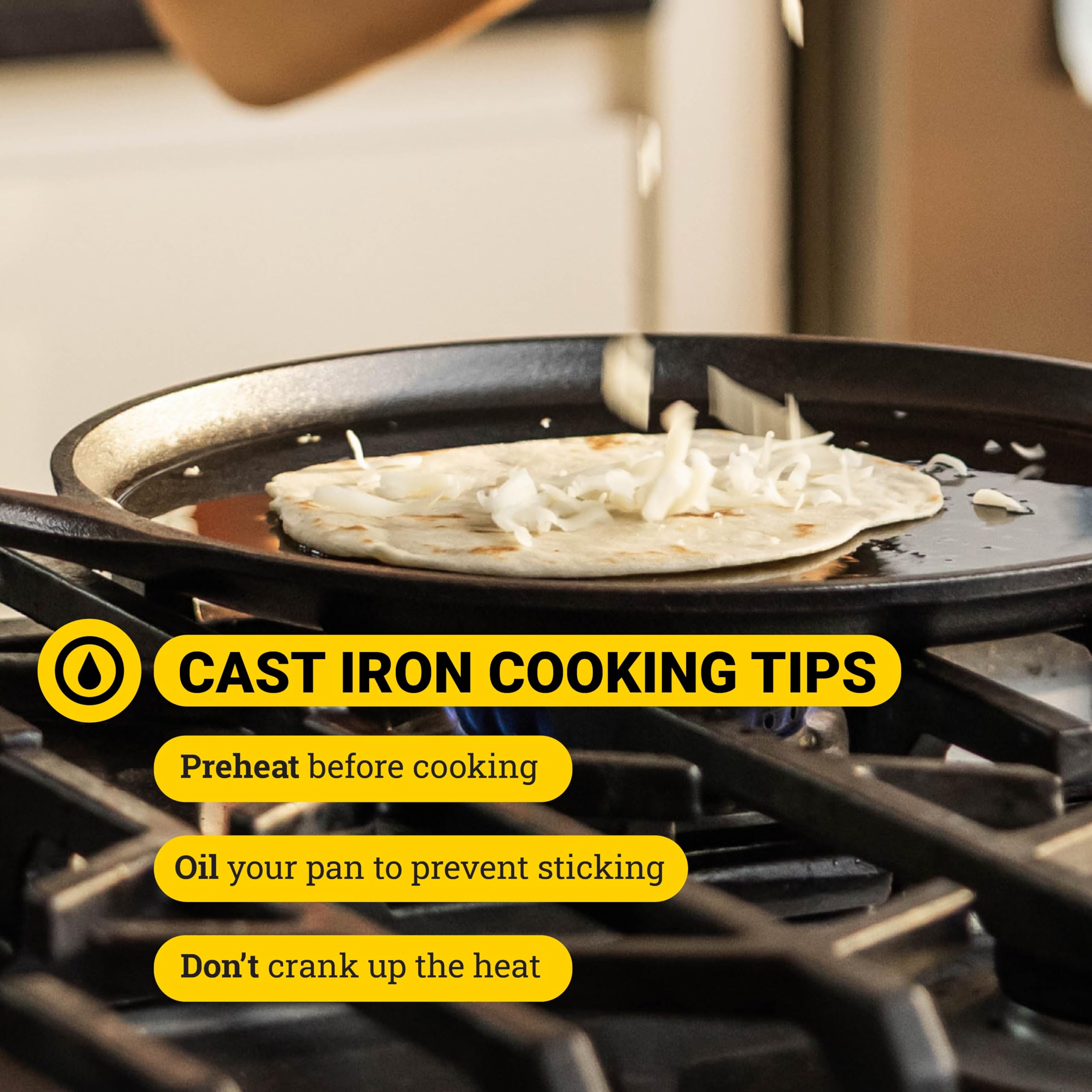 Lodge L9OG3 Cast Iron Round Griddle, Pre-Seasoned, 10.5-inch - Made in USA, Compatible with Stovetop, Oven, Grill & Campfire