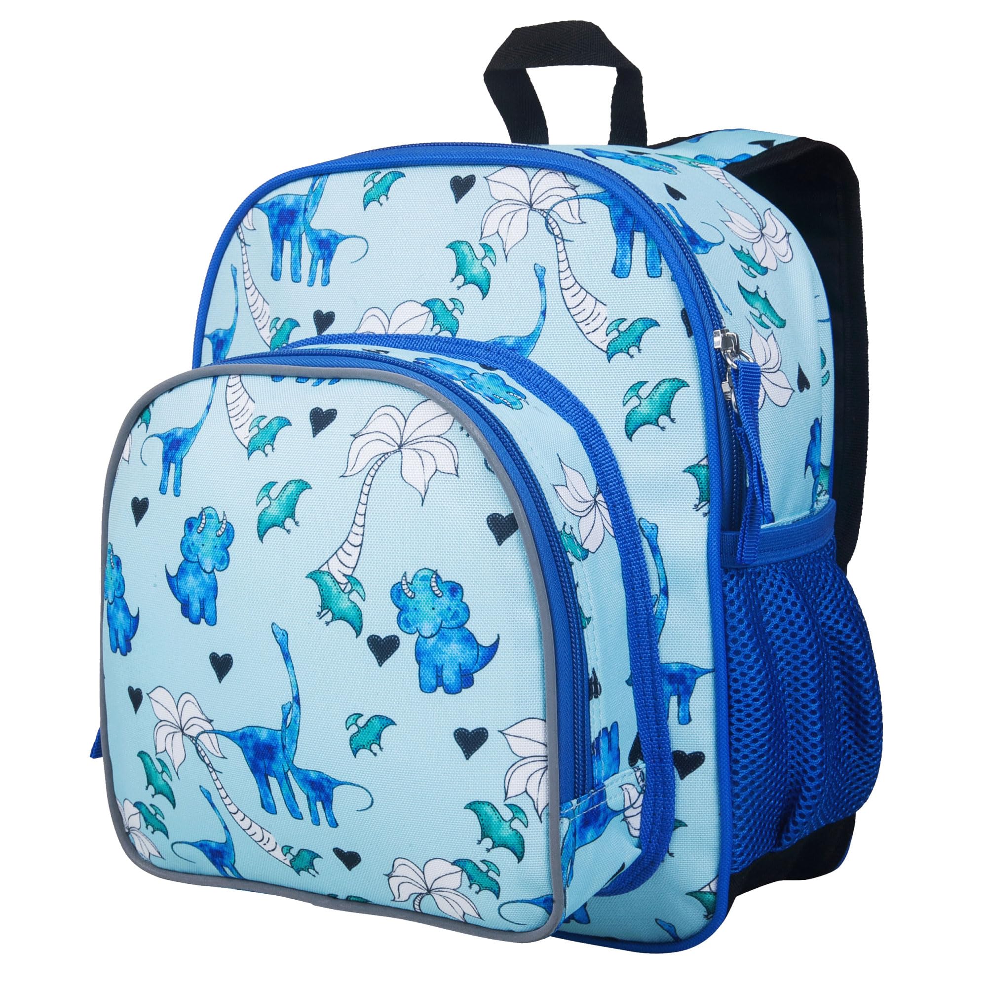 Wildkin JumpOff Jo 12-inch Kids Backpack – Lightweight, Durable Toddler Bag - Blue Dino Image