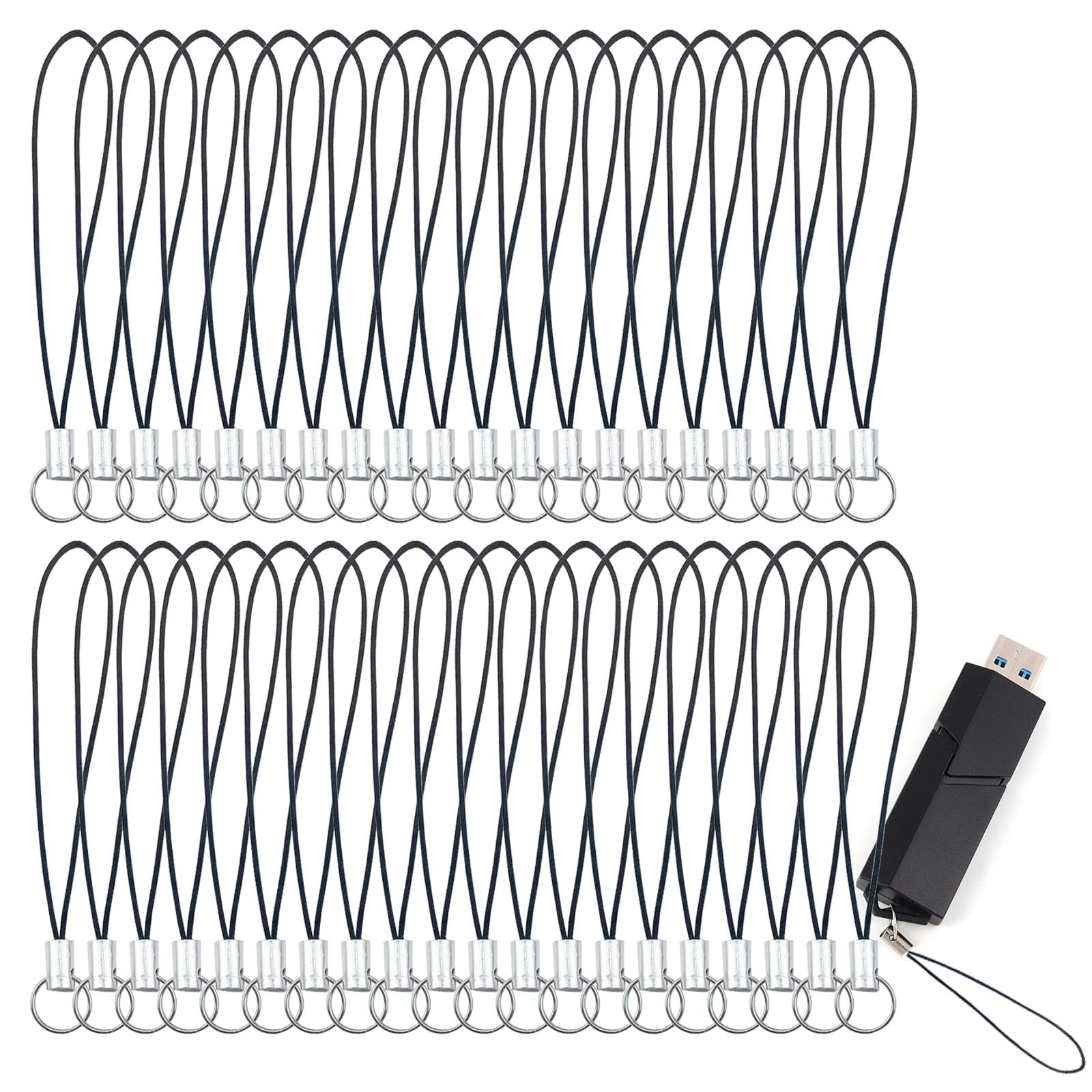 Qusmeiyici 200PCS Mobile Phone Pendant Loops, Lanyard Strap Phone Charm DIY Decorations Supplies