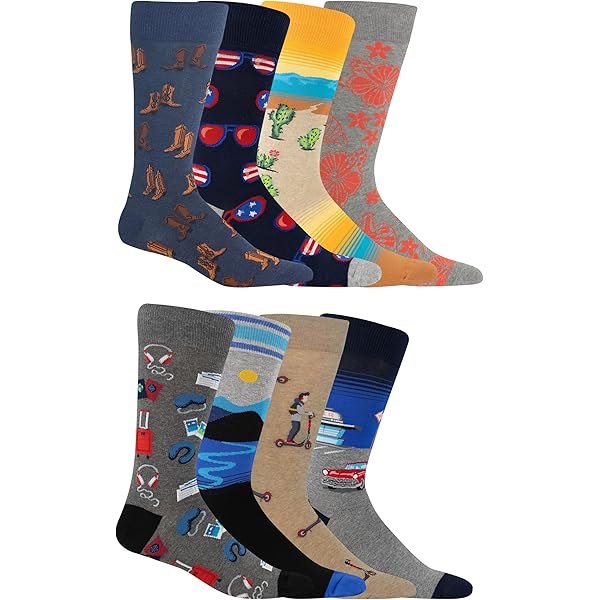 Hot Sox Mens Fun Crew Socks - 6 & 8 Pair Packs - Nigeria