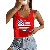 VVNTY American Flag Crop Tank Tops Women's Patriotic 4th of July Tee Girls Summer Sleeveless USA Shirts