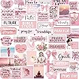 Falueqg Pink Prayer Board Supplies - 50Pcs Prayer Board Vision Board Stickers, Motivational Bible Scriptures Sticker, Religious Christian Decals for Strength Faith Hope, Church Bible Study Kits