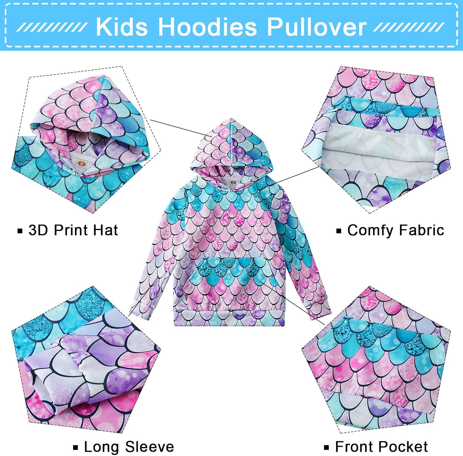 Ahegao Unisex Kids Hoodies Sweaters 3D Printed Casual Hooded Sweatshirts with Big Pockets for 4-14T Boys Girls: Clothing