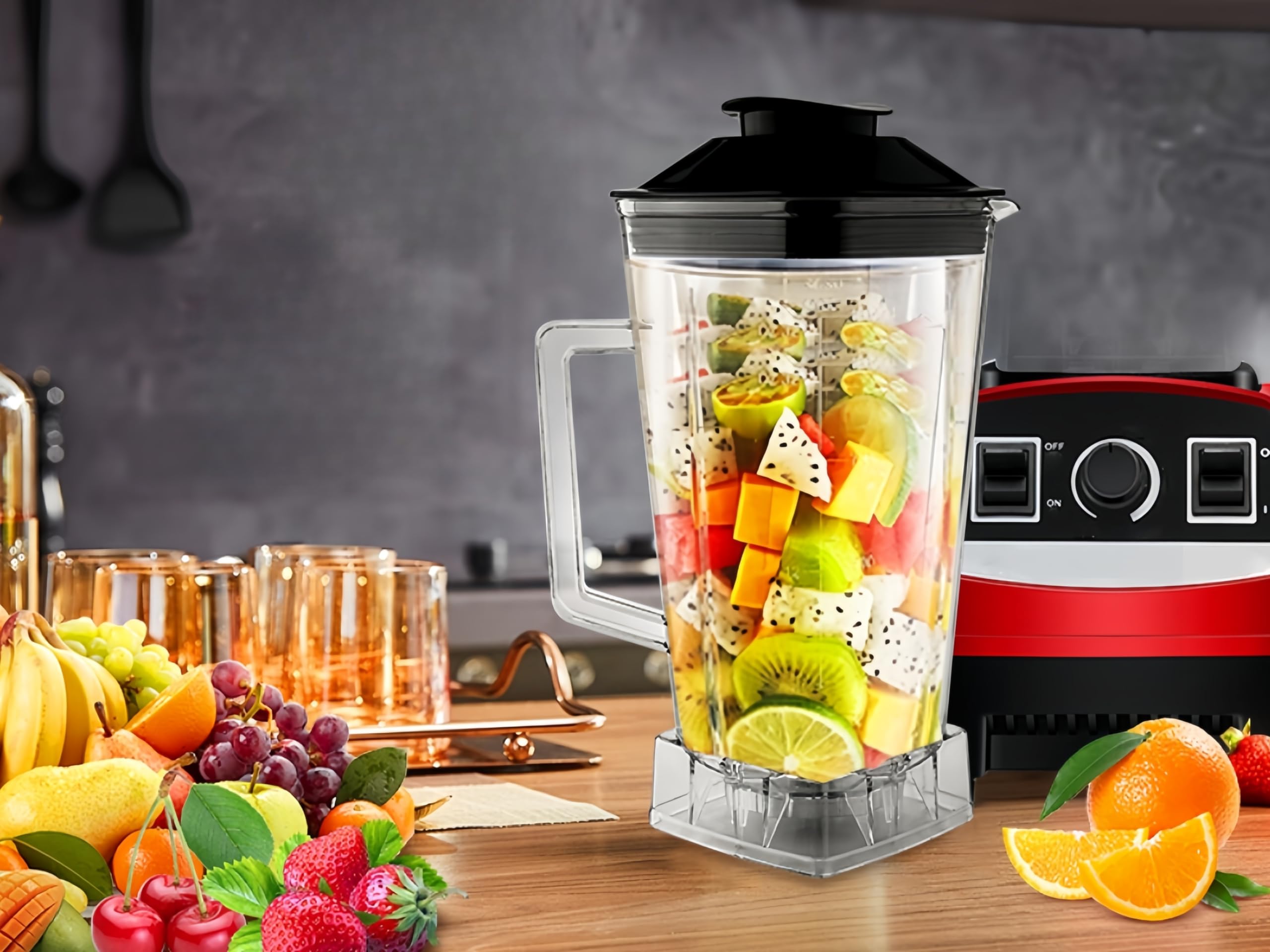 64OZ Container suitable for vitamix blender,smoothie blender cup Compatible with Vitamix 5200,with Blade and Lid