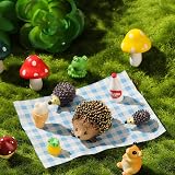 Dacitiery Resin Mini Hedgehogs and Mushroom Garden Figurines Set view 6