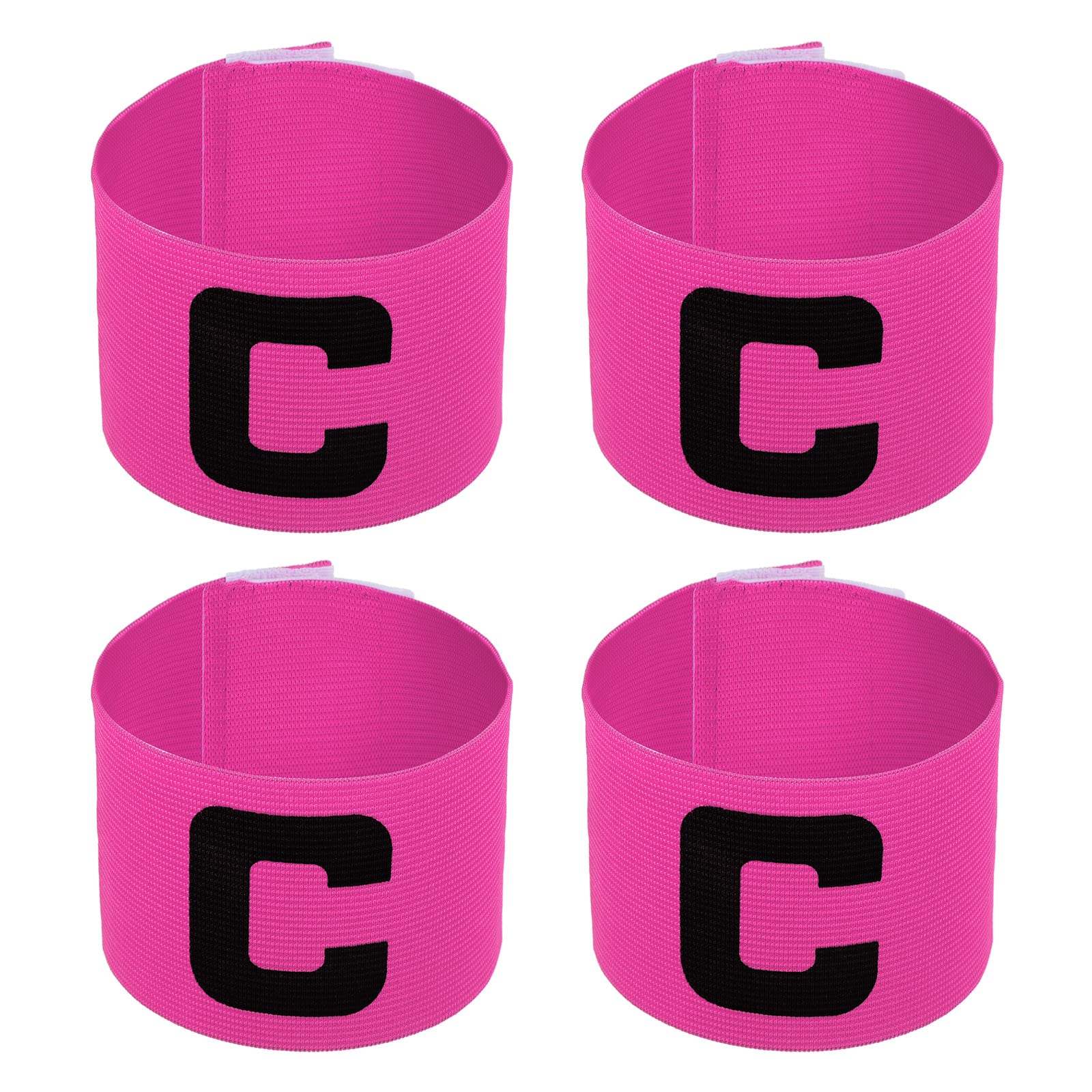 Photo 1 of PATIKIL 11.8x2.8 Soccer Captain Armband, 4Pcs Nylon Elastic Protective Arm Badge for Youth Adult Team Adjustable Soccer Rugby Basketball Training, Pink
