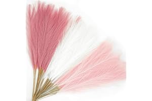 Agusbagli 30pcs Pink Faux Pampas Grass, 21.6in Fluffy Artificial Colored Pompas Grass Short Blush Fake Pampas Stems Vase Filler Flower Arrangement for Home Wedding Centerpieces Bohe Decor