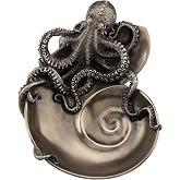 Veronese Design Container of Curiosity Bronze Finish Octopus On Nautilus Shell Tray