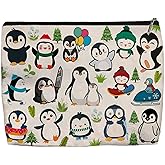 Aypvora Penguin Makeup Bag for Women - Lightweight Travel Pouch with Lining, High-definition, Double-Sided Printed, Funny Penguin Gift Bags for Birthday & Christmas Gifts