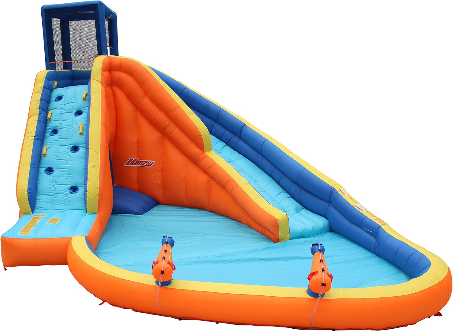 banzai 90494 sidewinder falls inflatable water slide with tunnel ramp slide