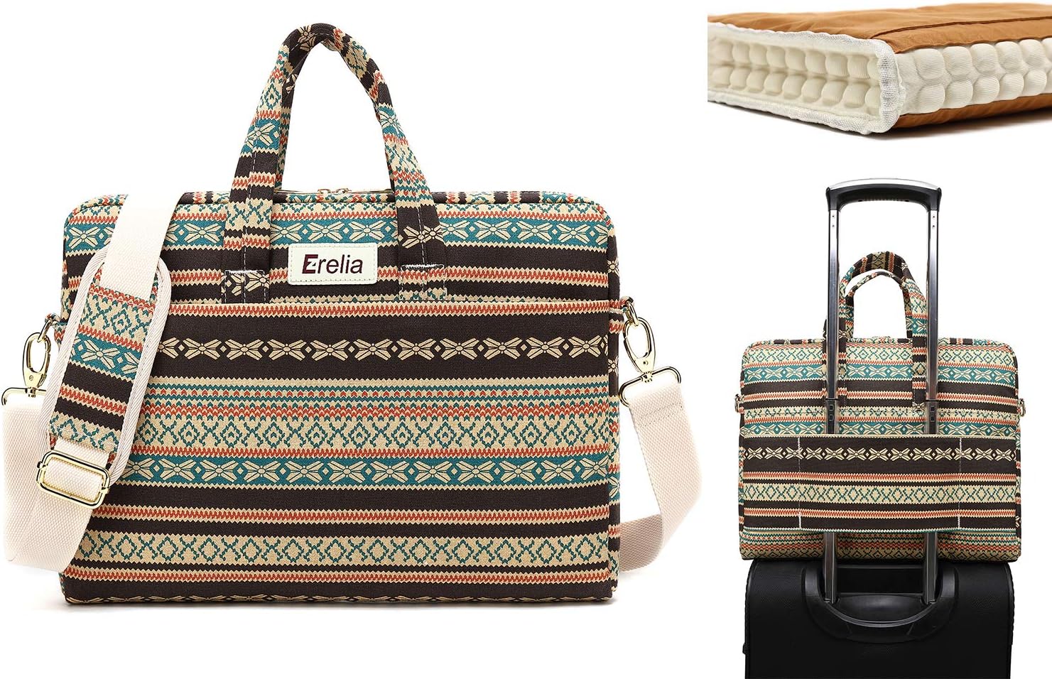 EZrelia Bohemia Stripe Pattern 15 inch Waterproof Laptop Shoulder Messenger Bag Case with Rebound Bubble Protection for 14 inch-15.6 inch Laptop 15 Case Bag