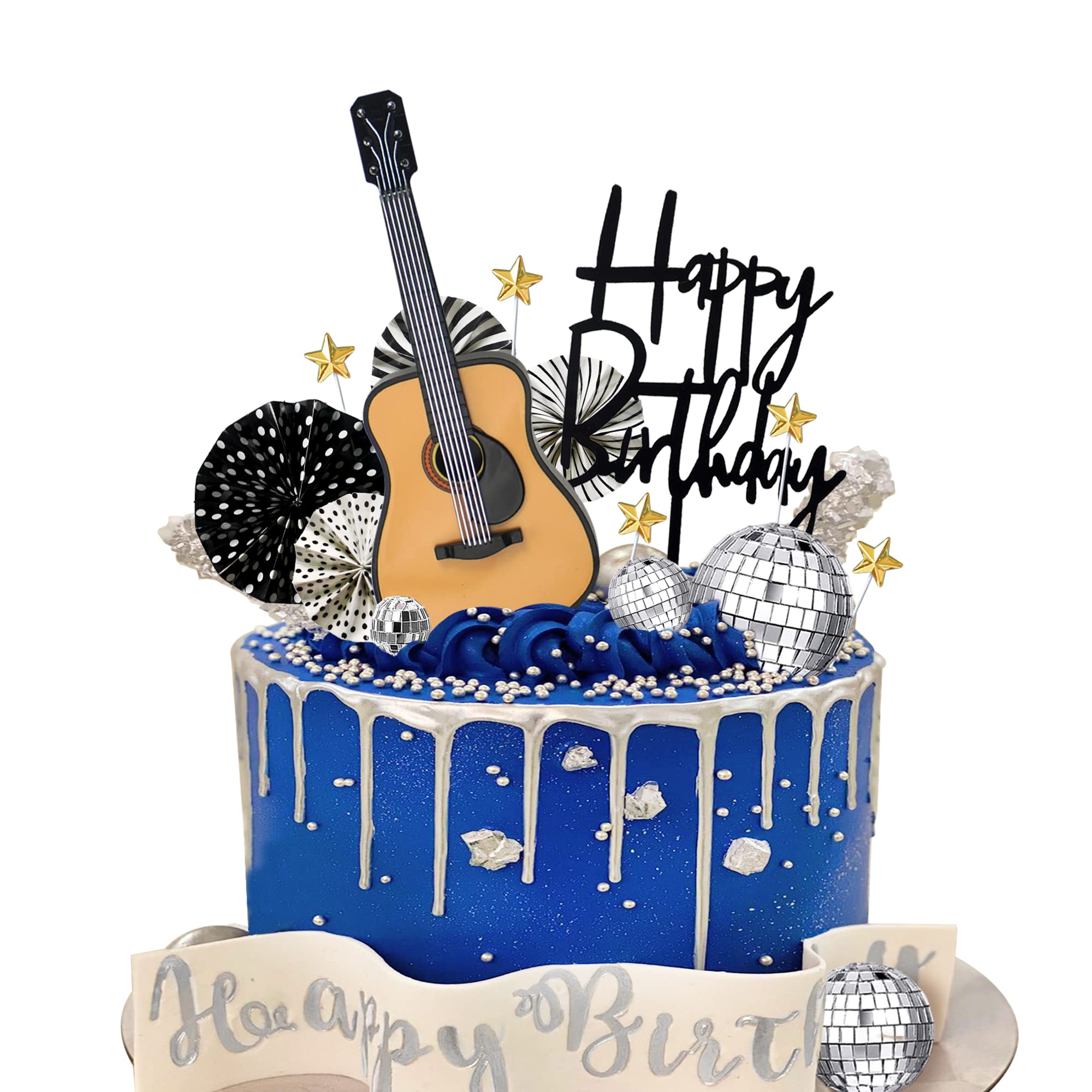 Photo 1 of 15 PCS Guitar Cake Toppers Music Theme Birthday Cake Decorations for Musical Theme Parties