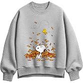 Peanuts - Snoopy &amp; Woodstock Leaves - Women's Oversized Fleece Crew Sweatshirt
