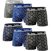 TEXLINA Men's Boxer Briefs with 3D Ultra-Roomy Pouch, Breathable Moisture Wicking, Patterned Design, 6 Pack(S-4XL)
