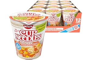 Nissin Cup Noodles Ramen Noodle Soup, Chicken, Microwaveable Paper Cup, 2.25 Ounce (Pack of 12)