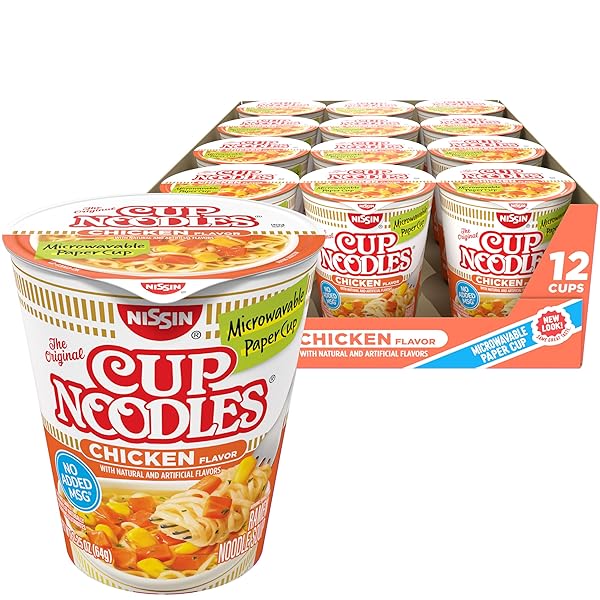 NISSIN CUP NOODLES RAMEN NOODLE SOUP, CHICKEN, MICROWAVEABLE...