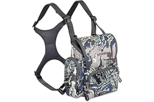 skiguard Bino Harness with Rangefinder Pouch & Rain Cover, Lightweight Binocular Harness Chest Pack, Adjustable Harness Binocular Chest Packs Vest Bags
