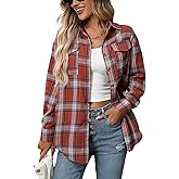 IYICLOTH Womens Button Down Flannel Shirts Oversized Long Sleeve Plaid Shackets Casual Blouse Fall Tops 2025
