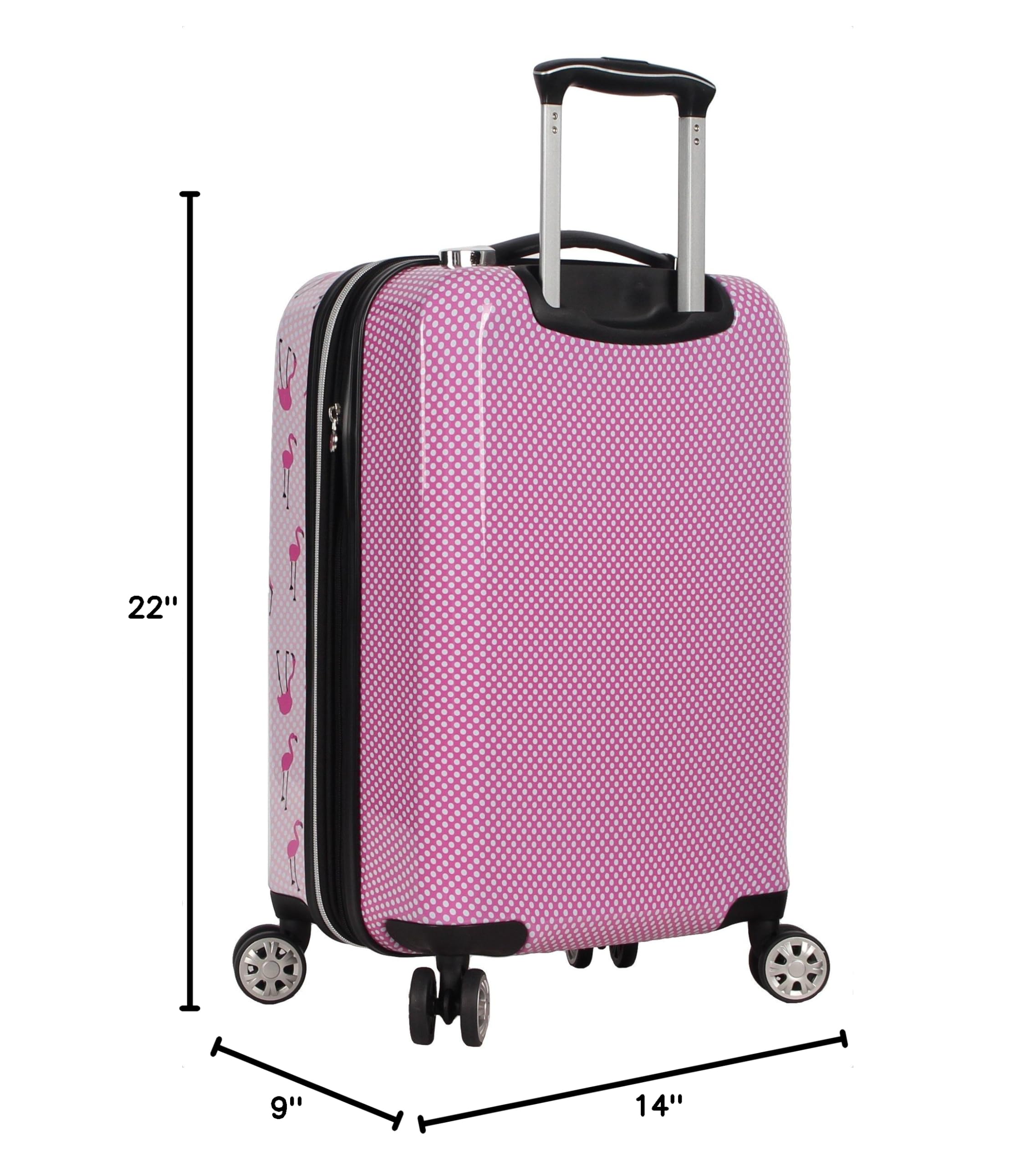 Betsey Johnson Designer 20 Inch Carry On - Expandable (ABS + PC) Hardside Luggage - Lightweight Durable Suitcase With 8-Rolling Spinner Wheels for Women (20in, Flamingo Strut)